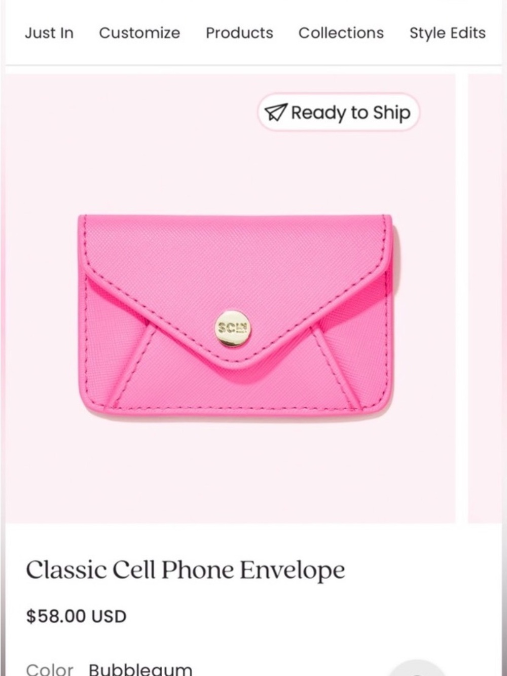Stoney Clover Lane Bubblegum Pink Cell Phone Envelope Wallet